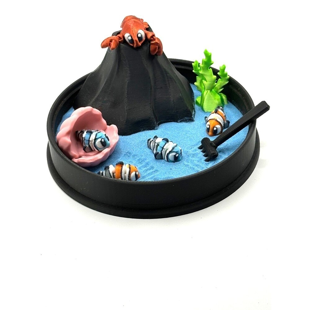 Mini Ocean Zen Garden 3D Printed Desk‎ Decor Fine Sand Stress Relief Gift